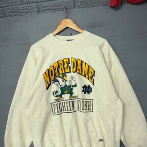 Vintage Bike Notre Dame Fighting Irish Leprechaun Sweatshirt Cream XL 90s NCAA